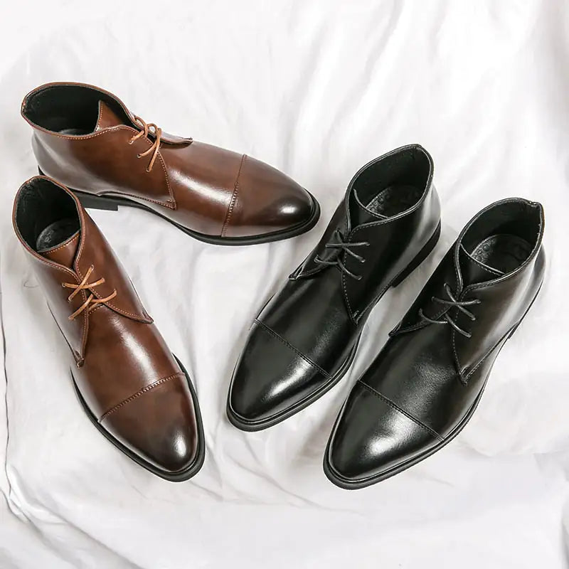 Men's Red Bottom Ankle Leather Boots