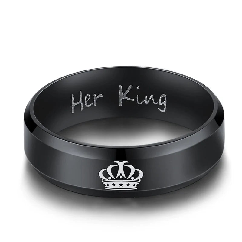 King Queen Couple Crown Rings