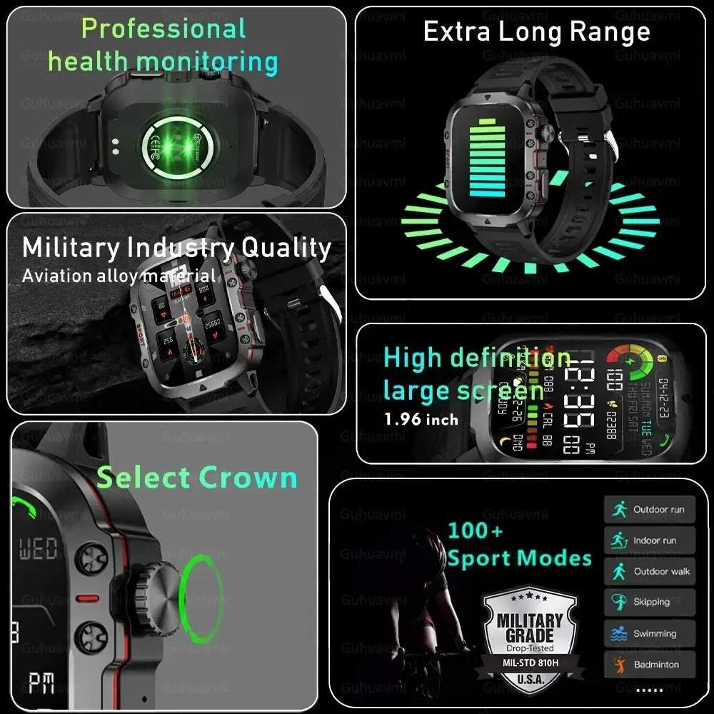 Men's Military Fitness Tracker Smartwatch