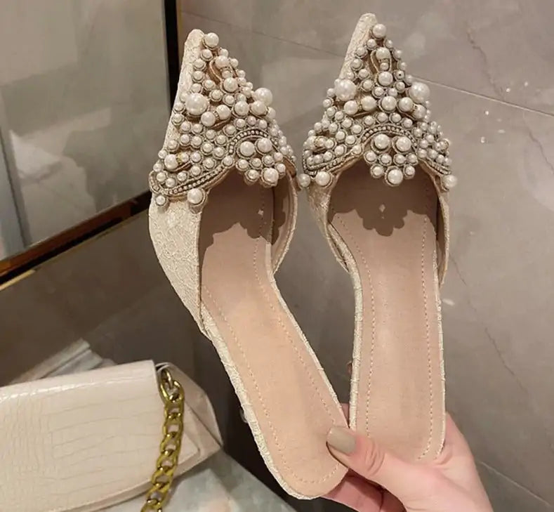 Women's Elegant Pearl Crown Sandals