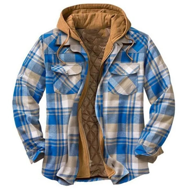 Checkered Shirt Jacket with Hood