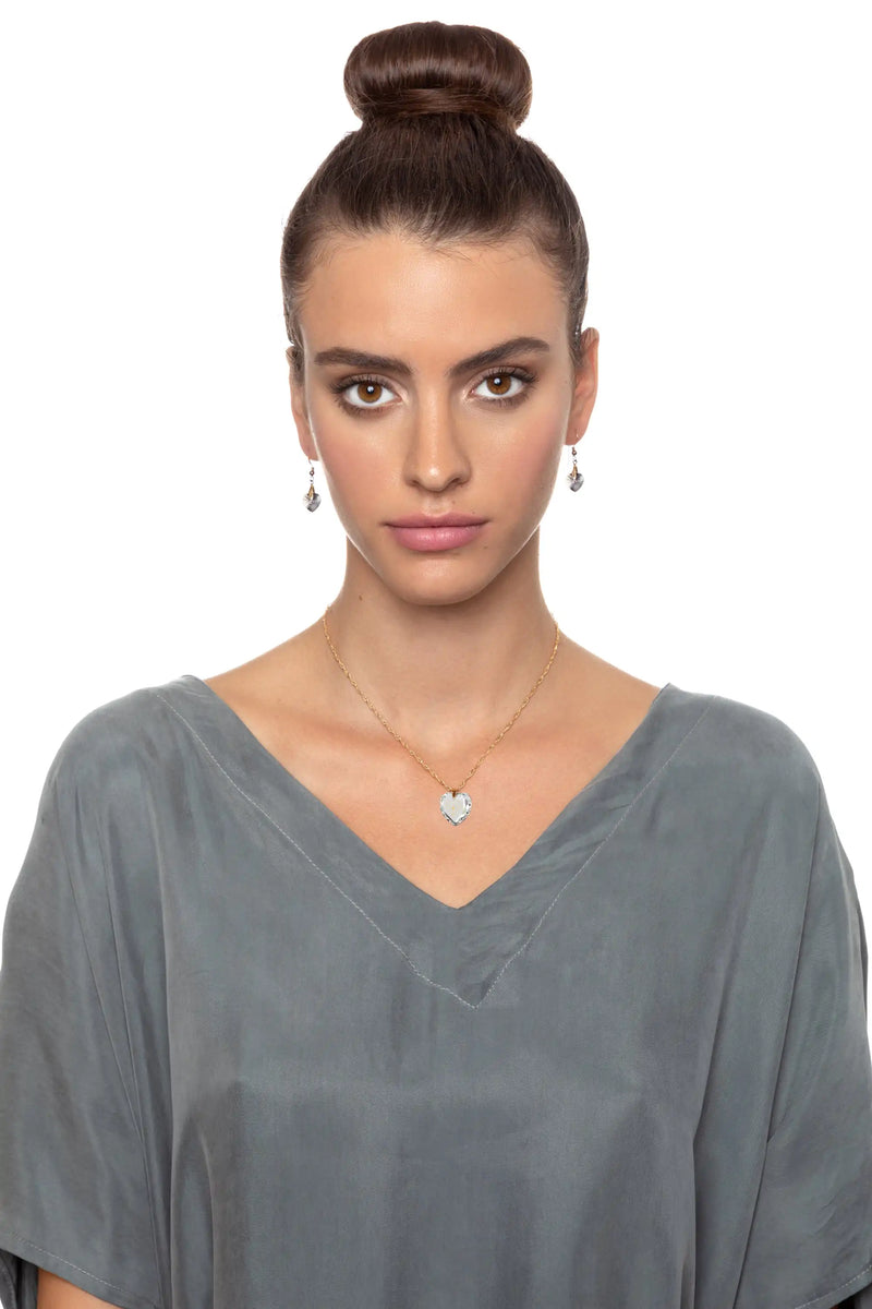 woman wearing I Love You Gold Necklace Set