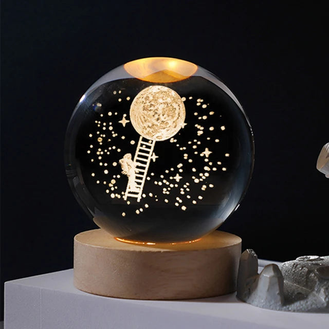 Charming 3D Moon Crystal Ball Night Light