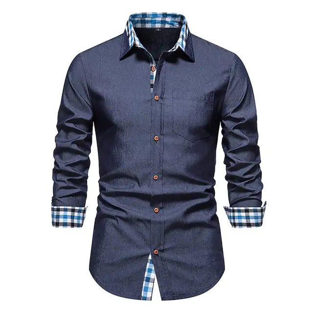 Men's Patchwork Slim Fit Formal Shirt
