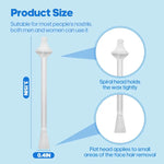 Nasal hair trimmer with spiral and flat heads on a blue background