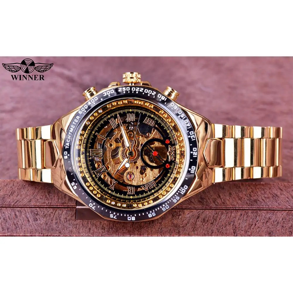 Men's Mechanical Sport Gold Watch