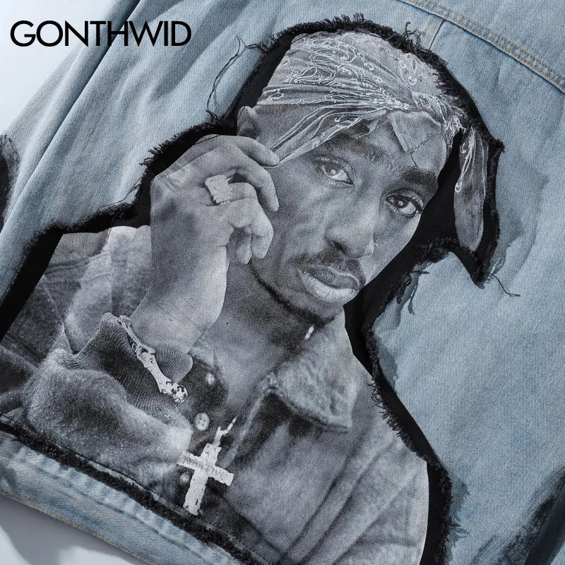 Tupac Patchwork Denim Jacket