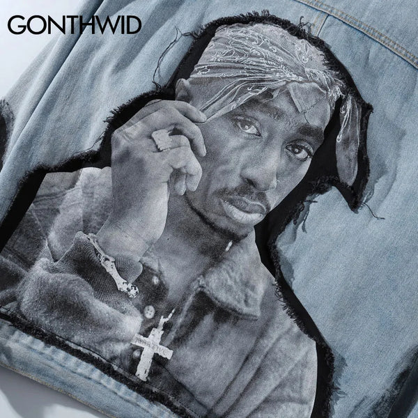 Tupac Patchwork Denim Jacket