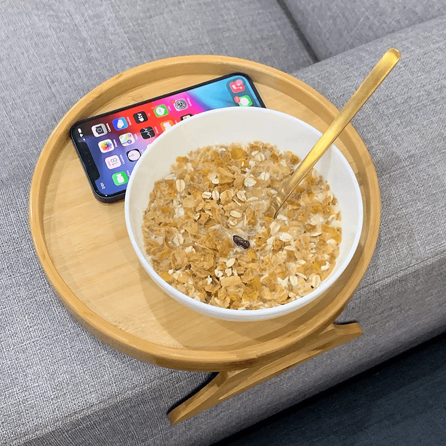 Wooden Sofa Snacks Drinks Tray