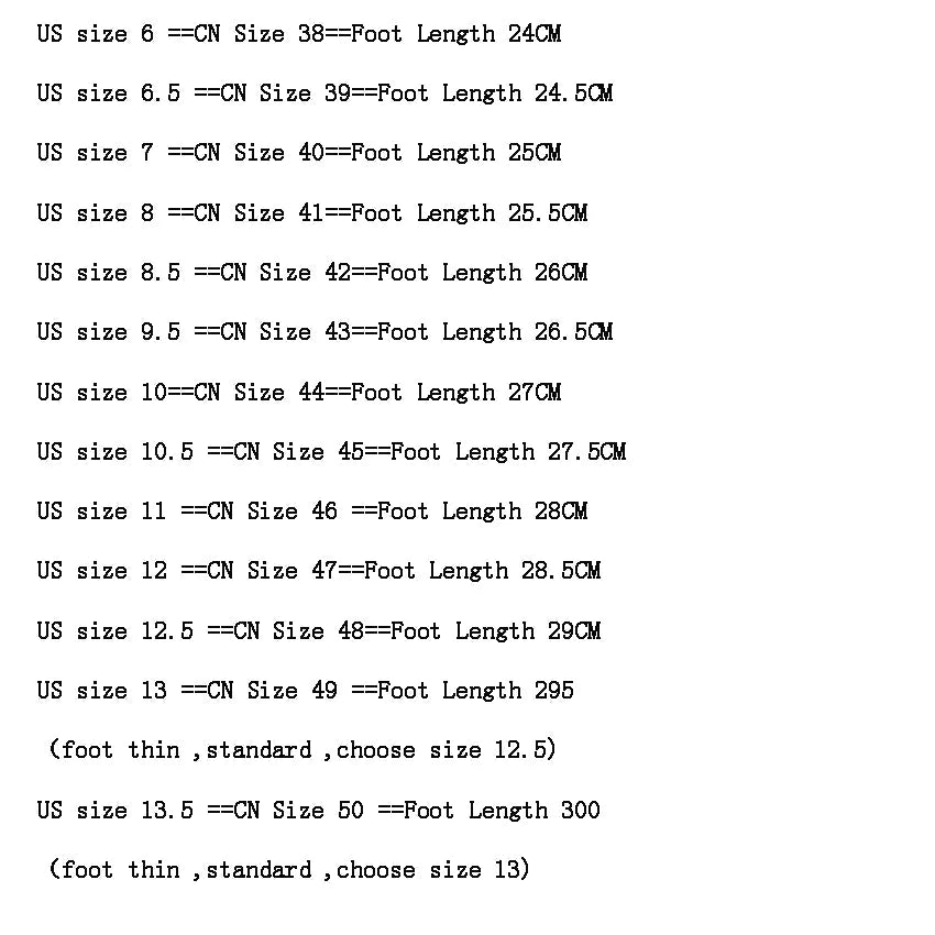 Sophisticated Men's Spring Footwear Size Chart