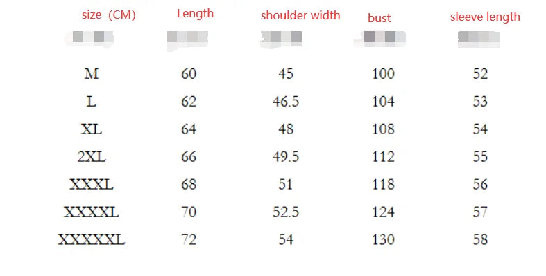 Men's Stylish Long Sleeve Fashion Jumper Size Chart