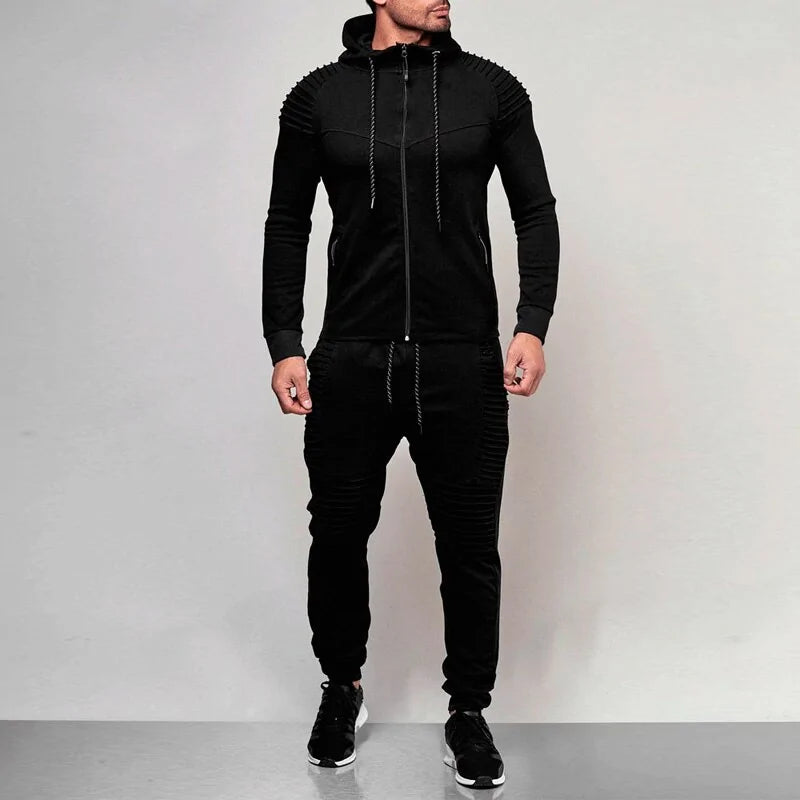 Men's Zip-Up Tracksuit Set