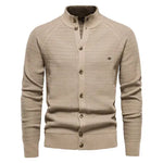 Men's Buttoned Mock Neck Knit Cardigan