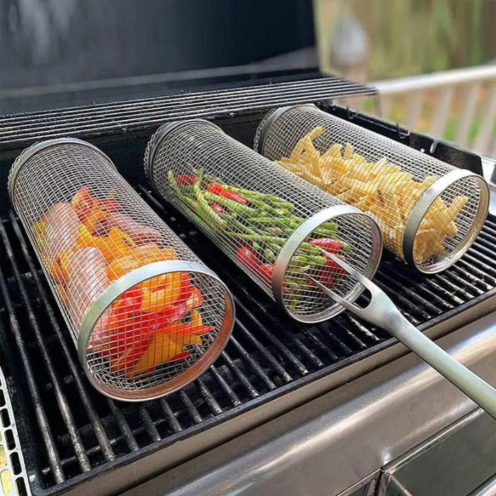 Barbeque Chips Cylinder Grill Basket