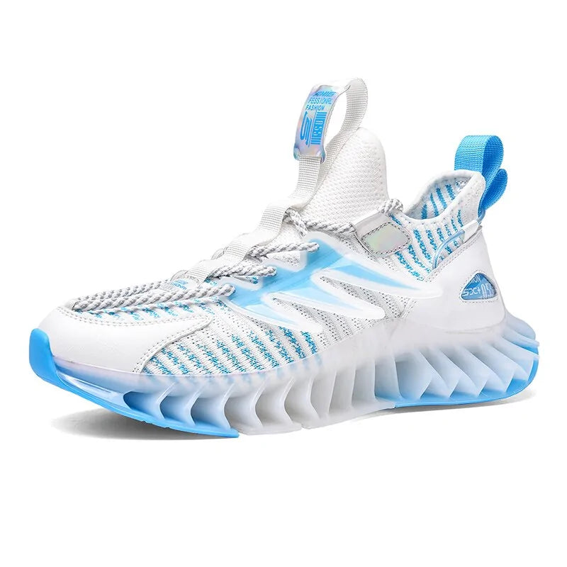 White and blue chunky trainers.