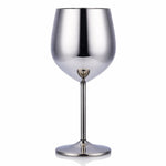 Stainless steel wine glass on a white background