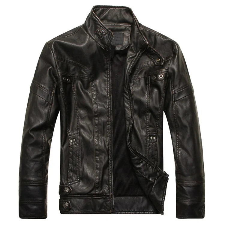 Tailored Fit Men's Zipper Leather Jacket