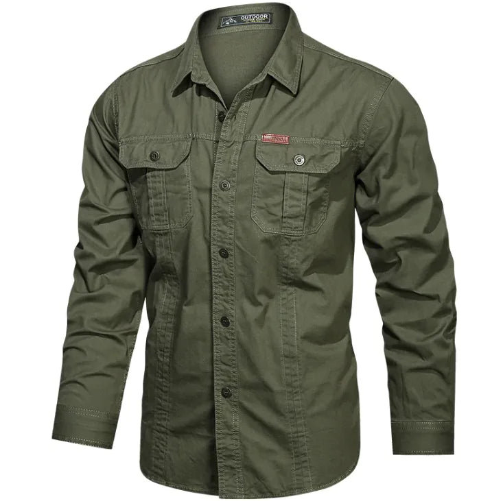 Men's Denim Solid Colour Long Sleeve Shirt