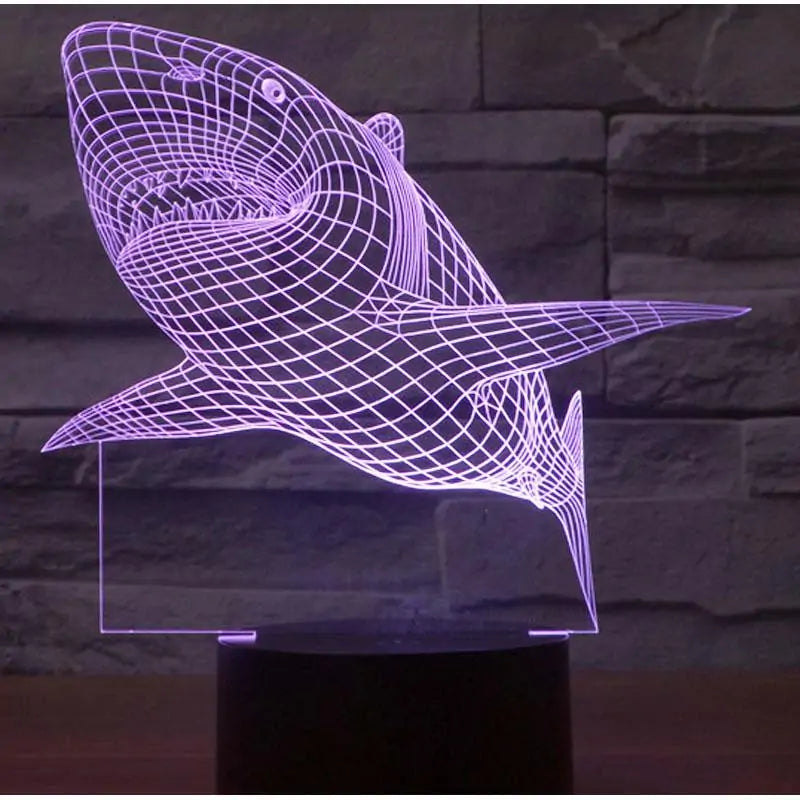 Shark-Shaped LED Night Light with 3D Illumination