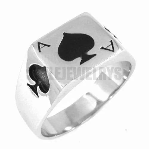 Men's Ace of Spades Motor Biker Ring