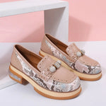 Beaded Snakeskin Casual Shoes