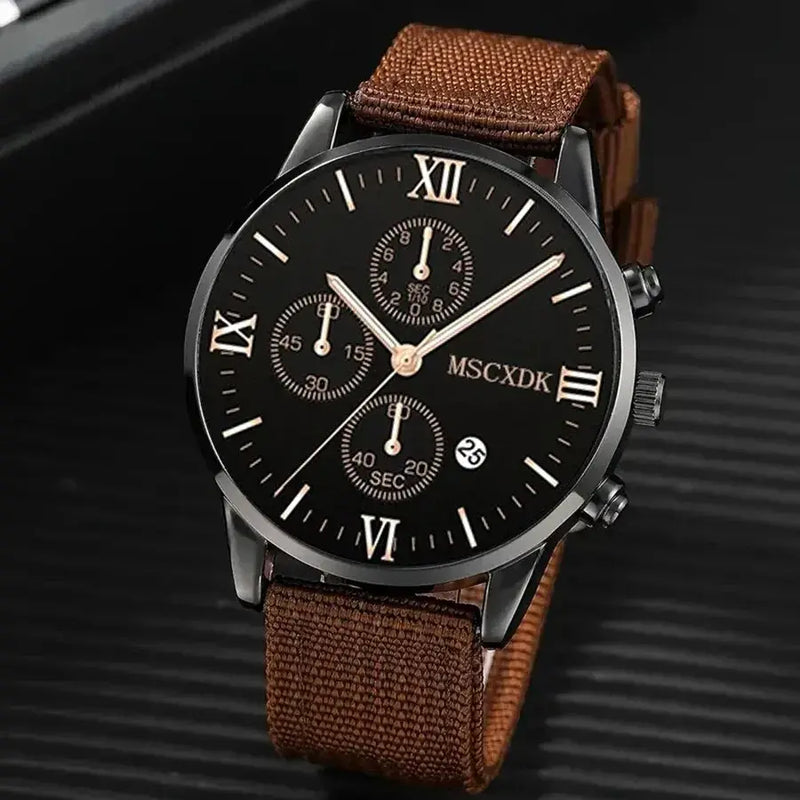 Men's Business Leather Watch Set