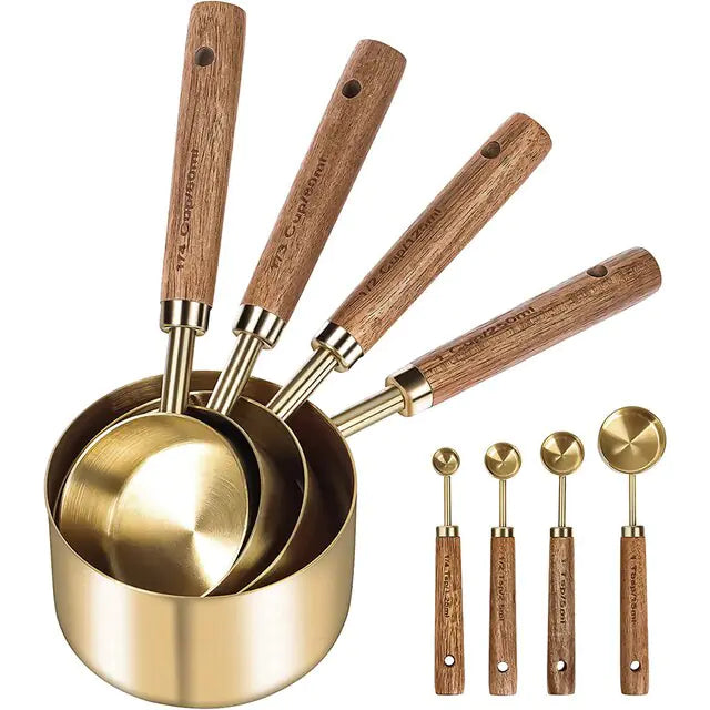 STOMART.CO.UK 8-Piece Measure Cup and Spoon Set Kitchen Free Text