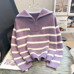 Women's Contrast Colour Striped Sweater