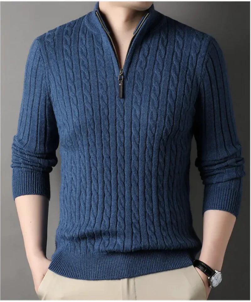 Fitted Striped Knit Polo Shirt