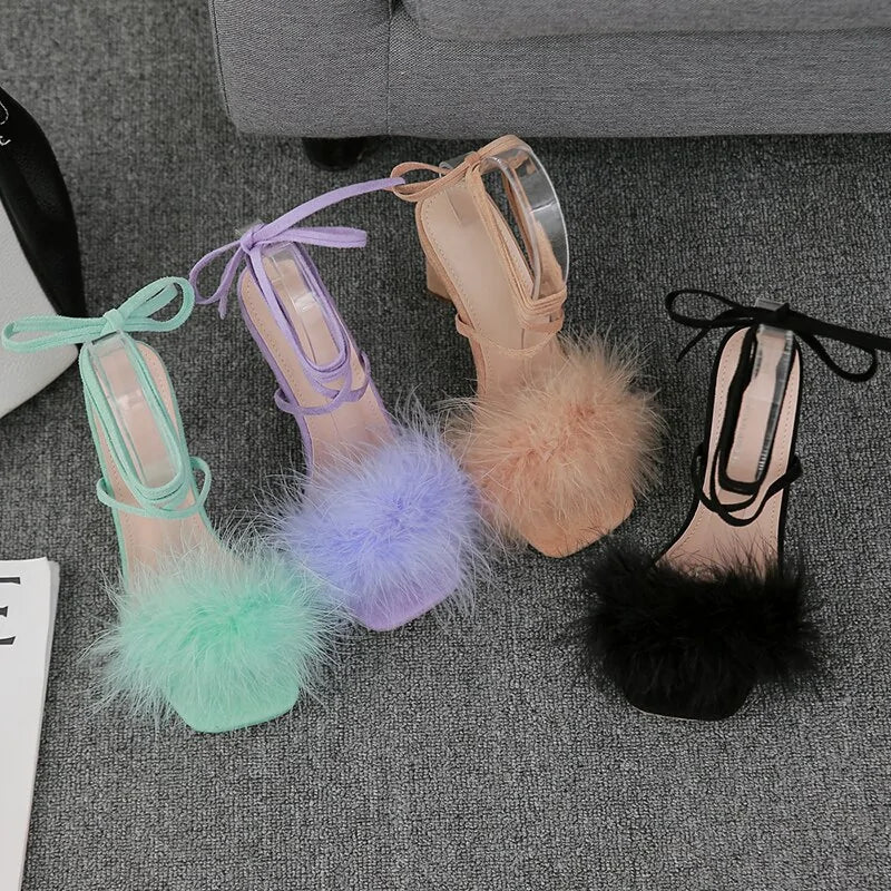 Women's Feather High Heels