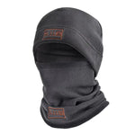 Grey fleece balaclava face cover.
