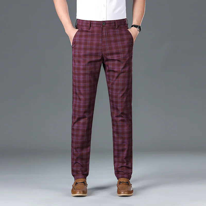 Sharp and Casual Men's Stripe and Plaid Trousers