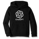 Dark grey pullover hoodie with front kangaroo pocket and small white chest logo.
