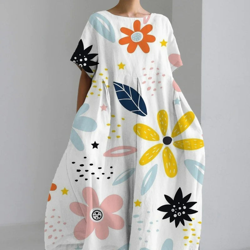 Charming Women's Cotton-Like Printed Casual Dress