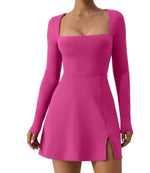 Women's Square Collar Long Sleeve Corset
