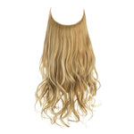 A long, wavy blonde halo hair extension on a white background, labeled “#27H613 Golden/Beach Blonde.