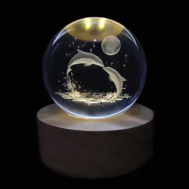 Crystal Orb with Wooden Foundation