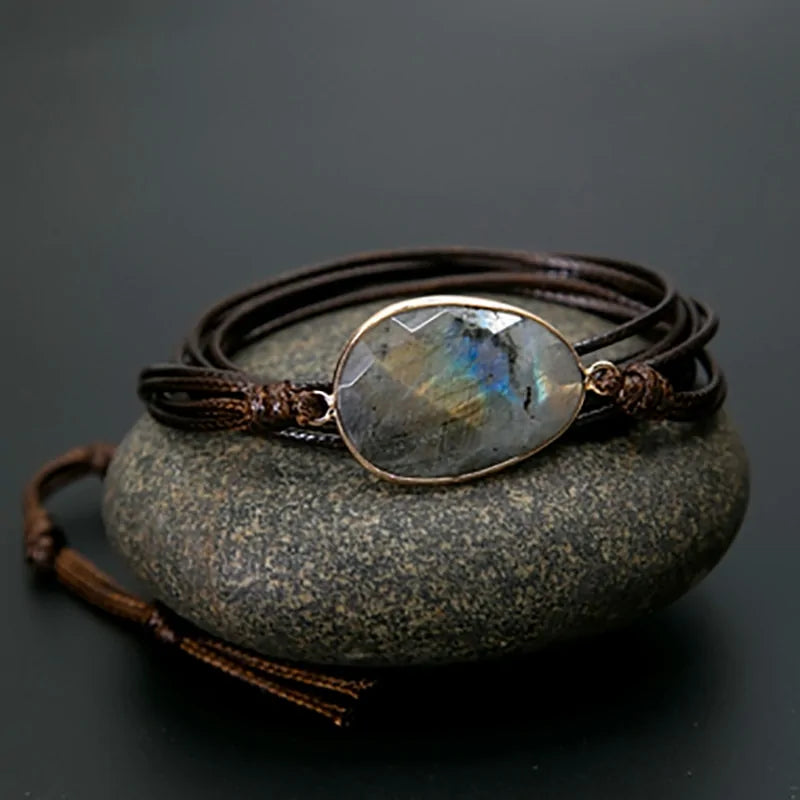 Natural Stone Rope Wrap Bracelet