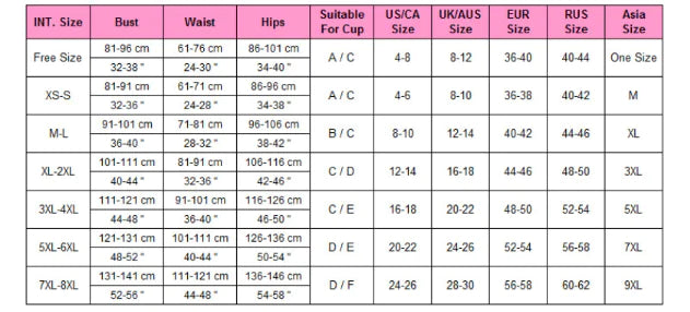 Women's Babydoll Night Dress Size Chart