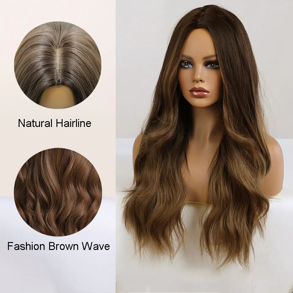 Ombre Black Middle Part Synthetic Wig