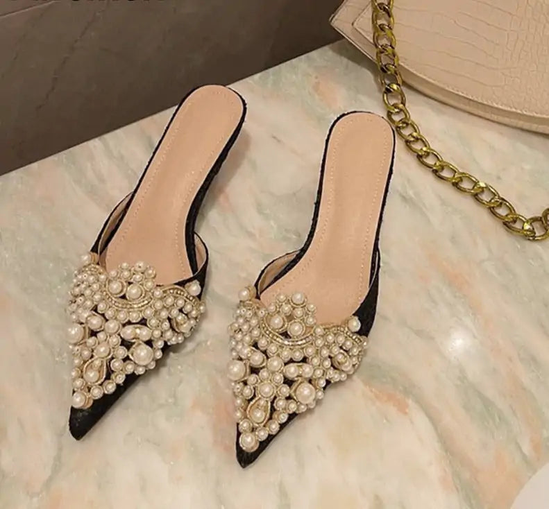 Women's Elegant Pearl Crown Sandals