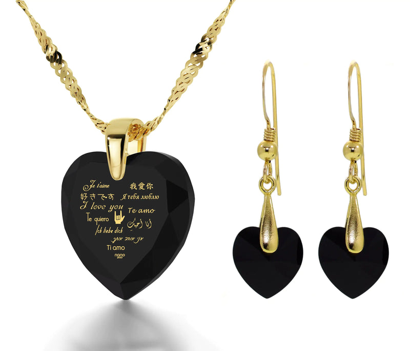 I Love You Gold Necklace Set