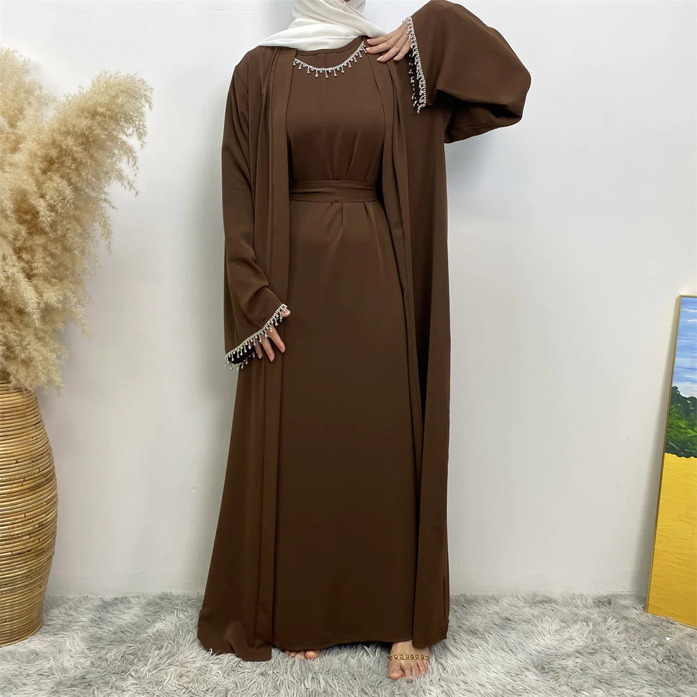 Stylish Women's Sleeveless Dress & Cardigan Combo
