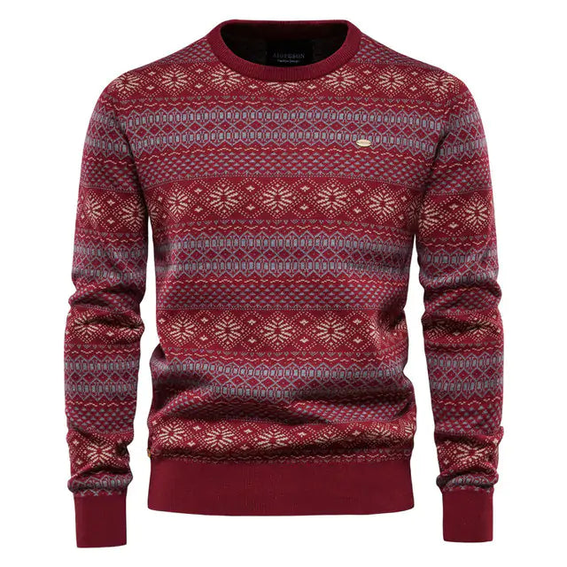 Spliced Design Cotton Sweater for Men
