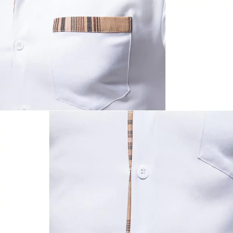 Men's Patchwork Slim Fit Formal Shirt