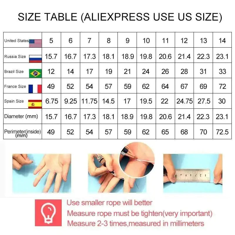 Men's Stylish Urban Fashion Ring Size Chart