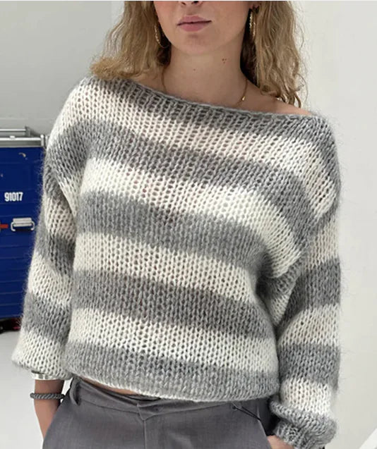 Women's Loose Striped Pullover Knitted Sweater