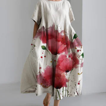 Charming Women's Cotton-Like Printed Casual Dress
