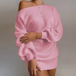 Off-Shoulder Knit Sweater Dress