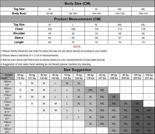 Men's Spliced Cotton Jumper Sweater Size Chart